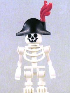 LEGO Minifigure-Skeleton, Fanasy Era Torso with Standard Skull, Mechanical Arms, Black Bicorne Hate, Red Plume (9349)-(Other)-GEN037-Creative Brick Builders